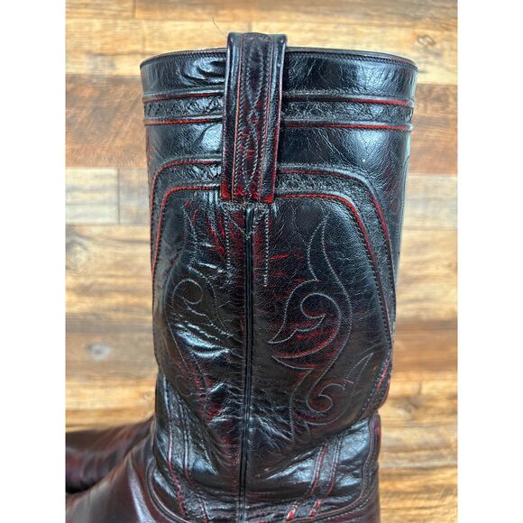 Lucchese Black Cherry Red Leather Cowboy Boots Men\'s 10.5C Western Country main image 6